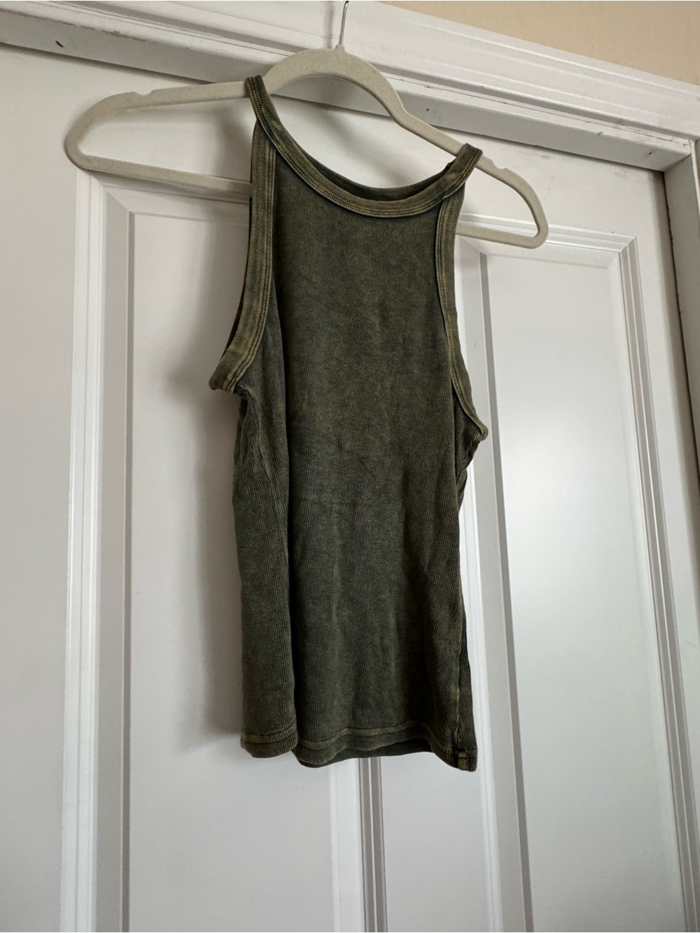 New La Miel Small Acid Washed Green Acid Washed Thin Ribbed Rayon Blend Tank Top